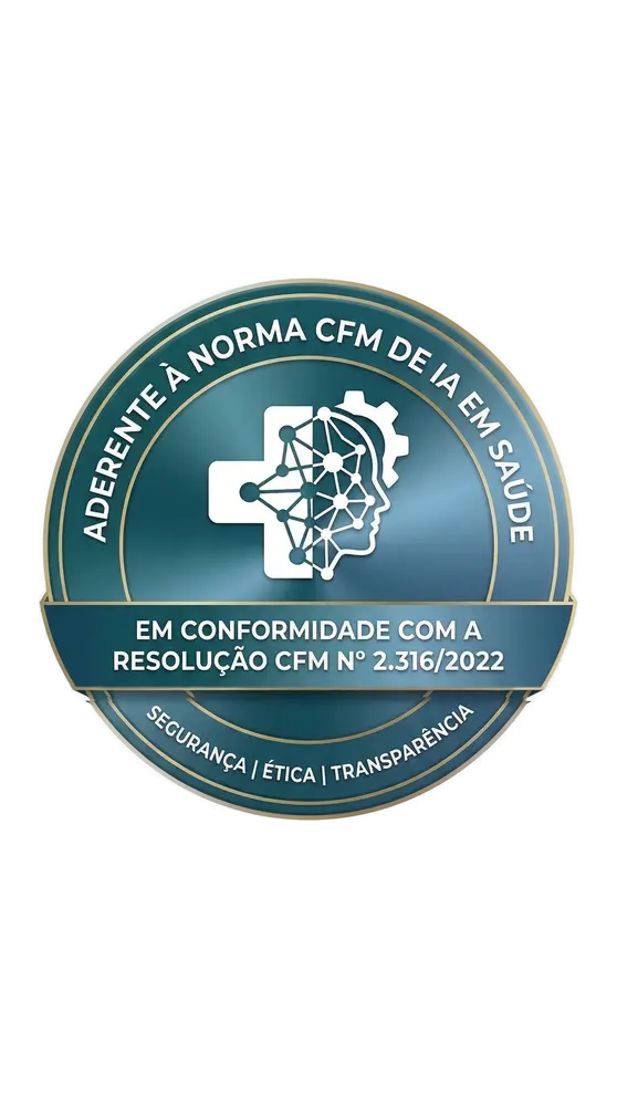 Aderente à norma CFM de IA em saúde
